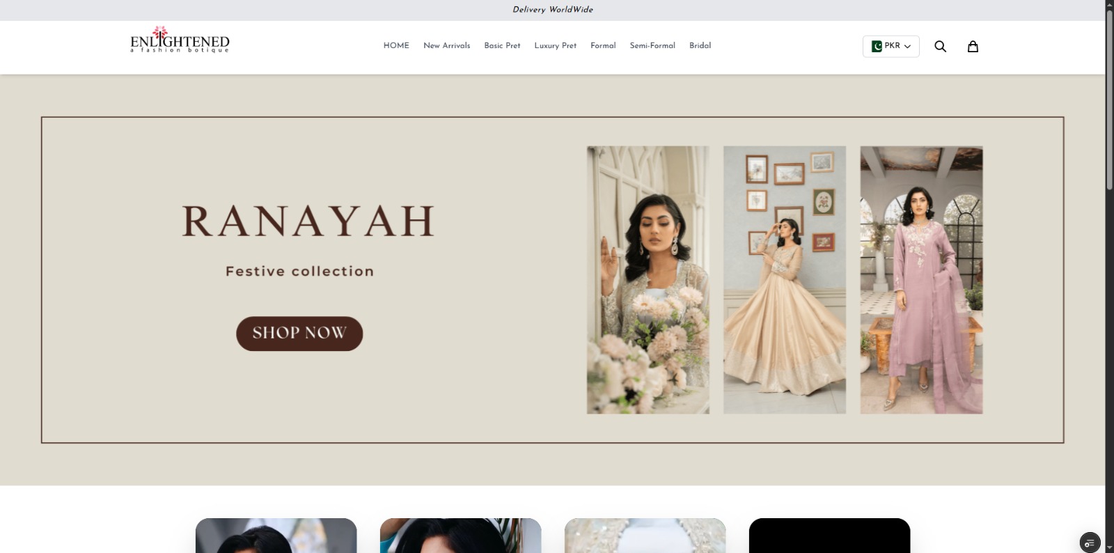 Custom e-commerce website for Enlighten, a clothing brand