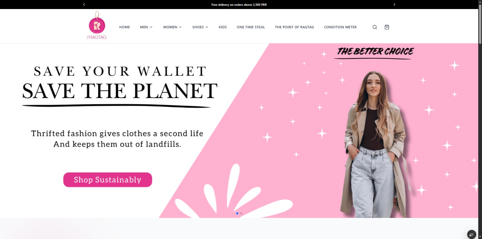 Custom e-commerce website for The RagTag, a clothing brand