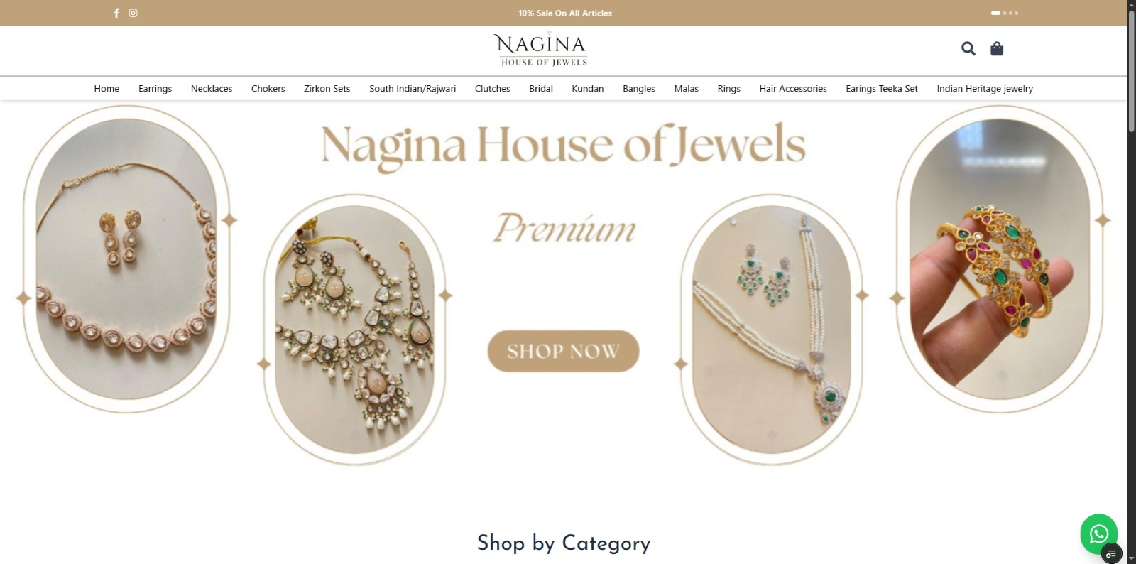 Custom e-commerce website for Nagina Jewels, a jewellery brand