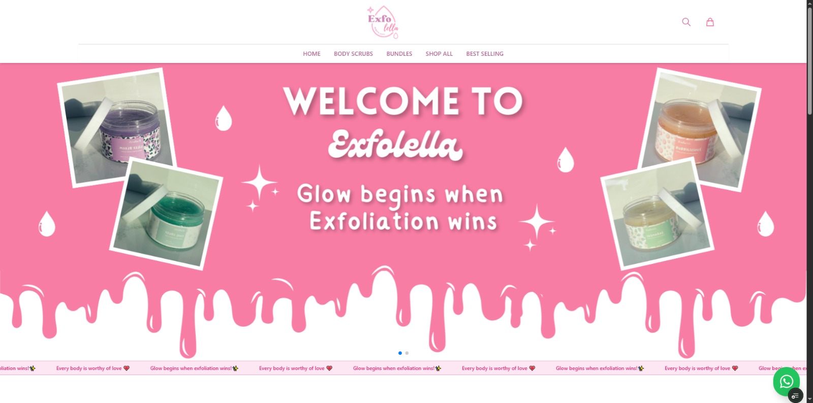 Custom e-commerce website for Exfolella, a beauty and cosmetics brand