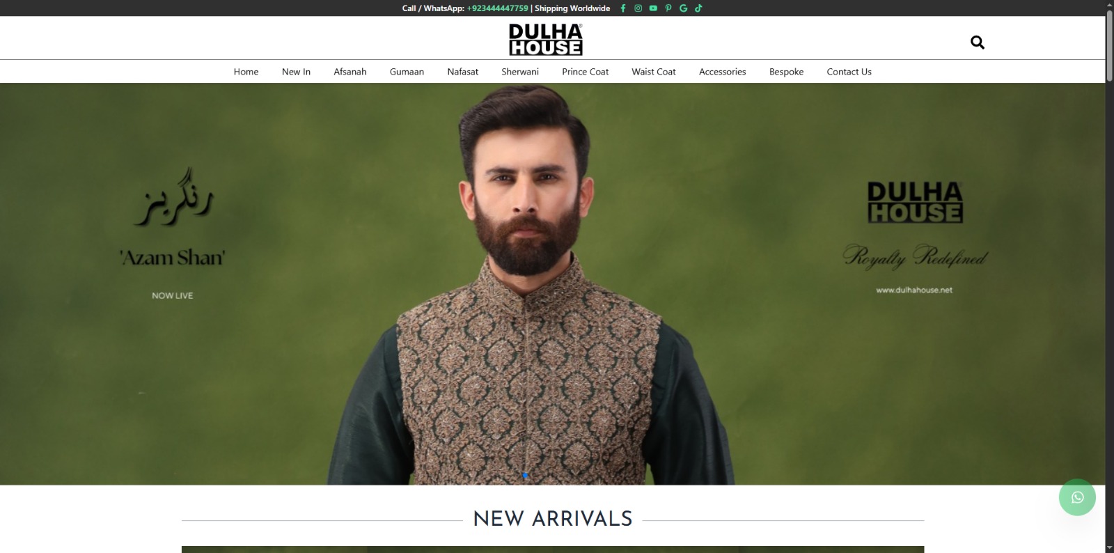 Custom e-commerce website for Dulhahouse, a clothing brand