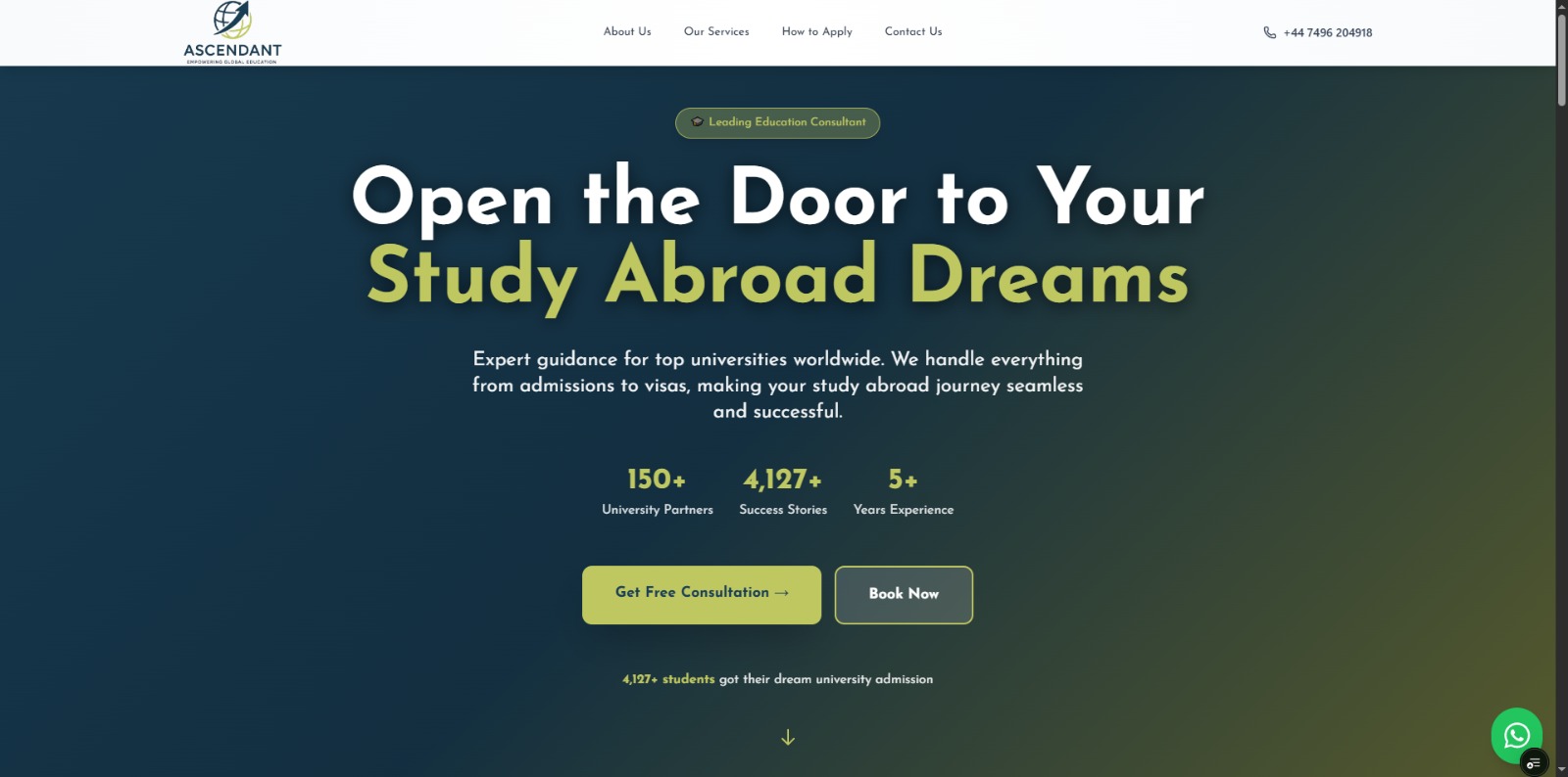 Custom website for Ascendant Consultation, an education consultancy